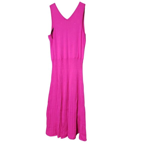 Wendy Williams Collection Fuscia Pink Sleeveless V Neck Sweater Dress Size Large - Picture 2 of 7